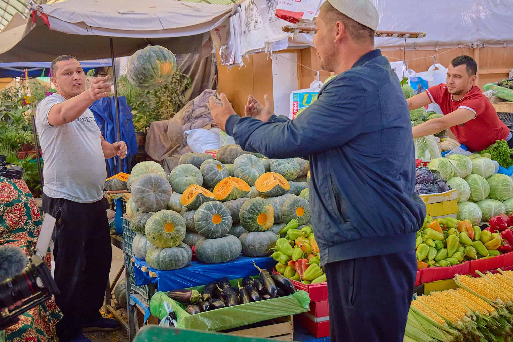 Vendors at Chorsu Bazaar in Namangan City, Fergana Valley Uzbekistan