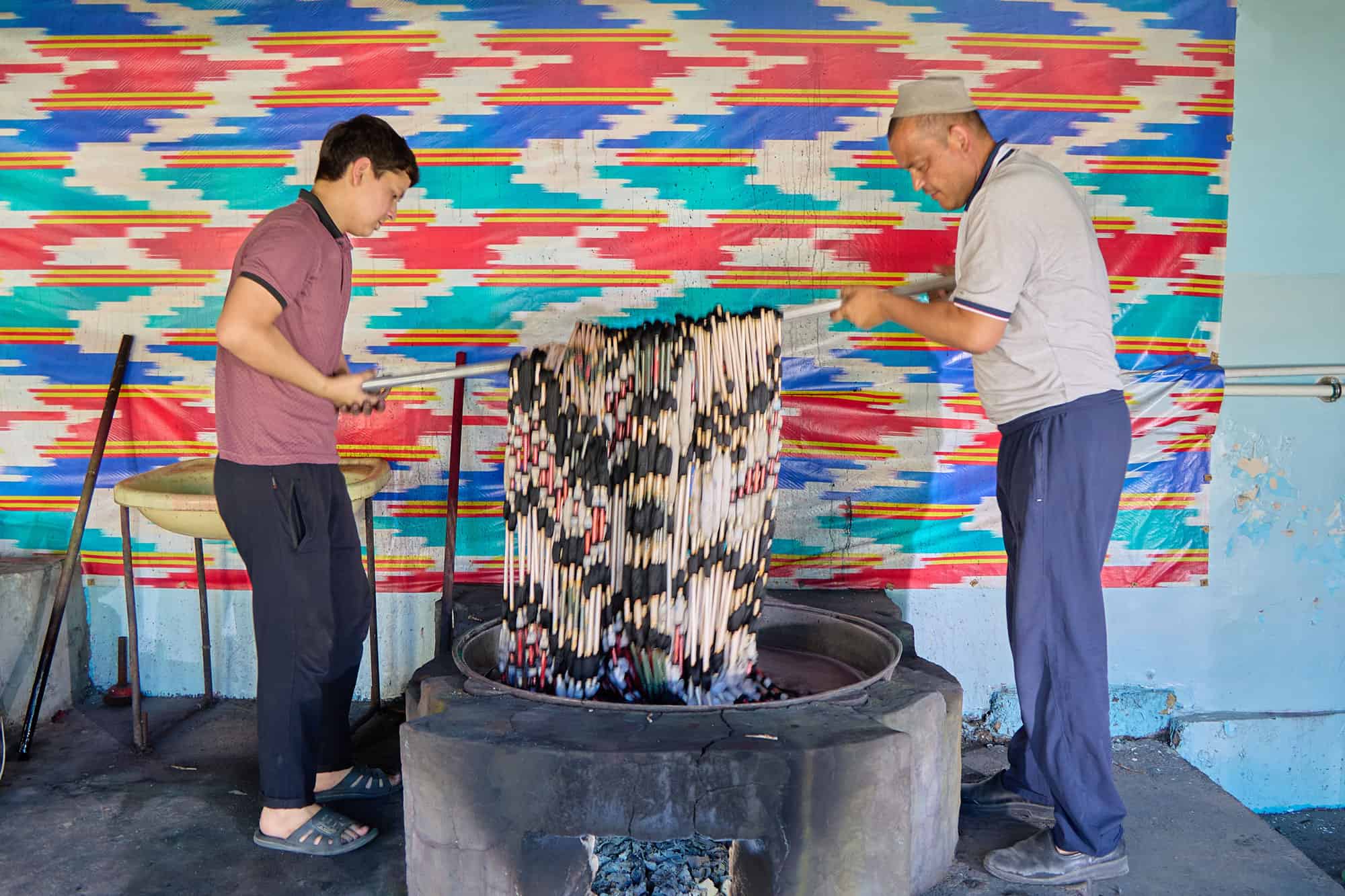 Ikat Dyeing in Margilan, Fergana Valley