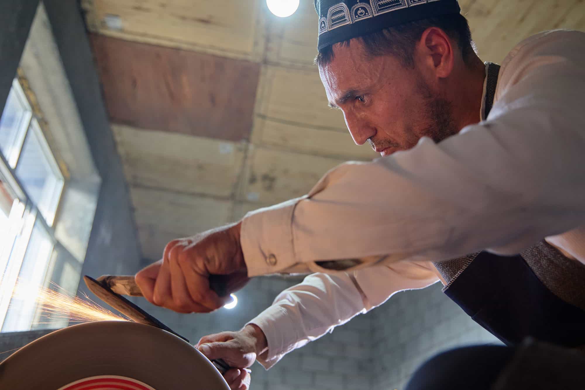 Muzaffar Umarov, master knifemaker of Shaxrixon Pichoqq (knives), Fergana Valley CTN Member