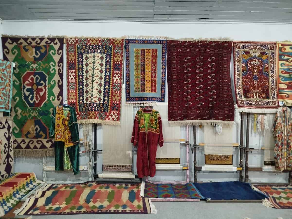 Carpet Room at Yodgorlik Silk Factory, handicrafts gallery in Margilan, Fergana Valley