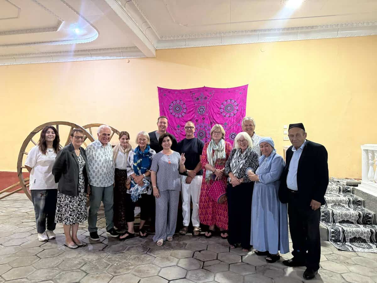 Happy guests at Nargiza's Traditional Guest House in Fergana, Uzbekistan